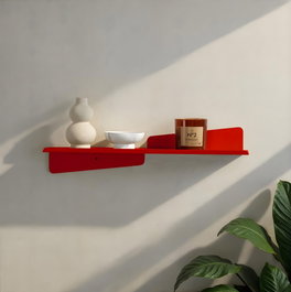 Hanah Home Estantería de Pared de Metal Decorativa Roja